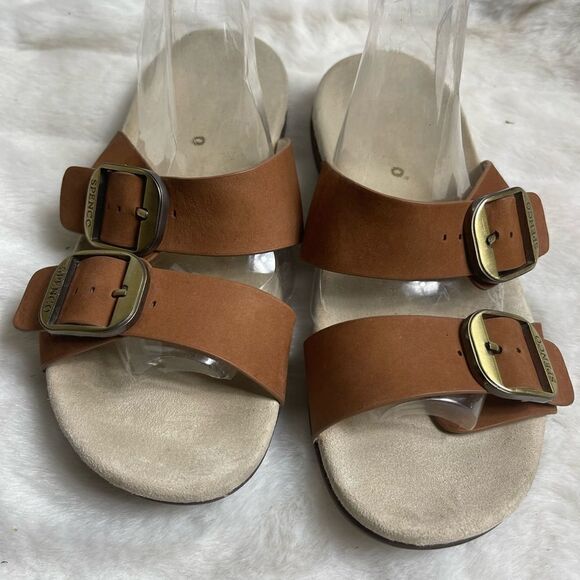 Spenco Vista leather brown straps slides sandals with arch support size 6.5 - Picture 2 of 8
